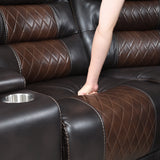 Sectional Sofa with Manual Recline LED Lights Black Brown - Furniture Home Direct