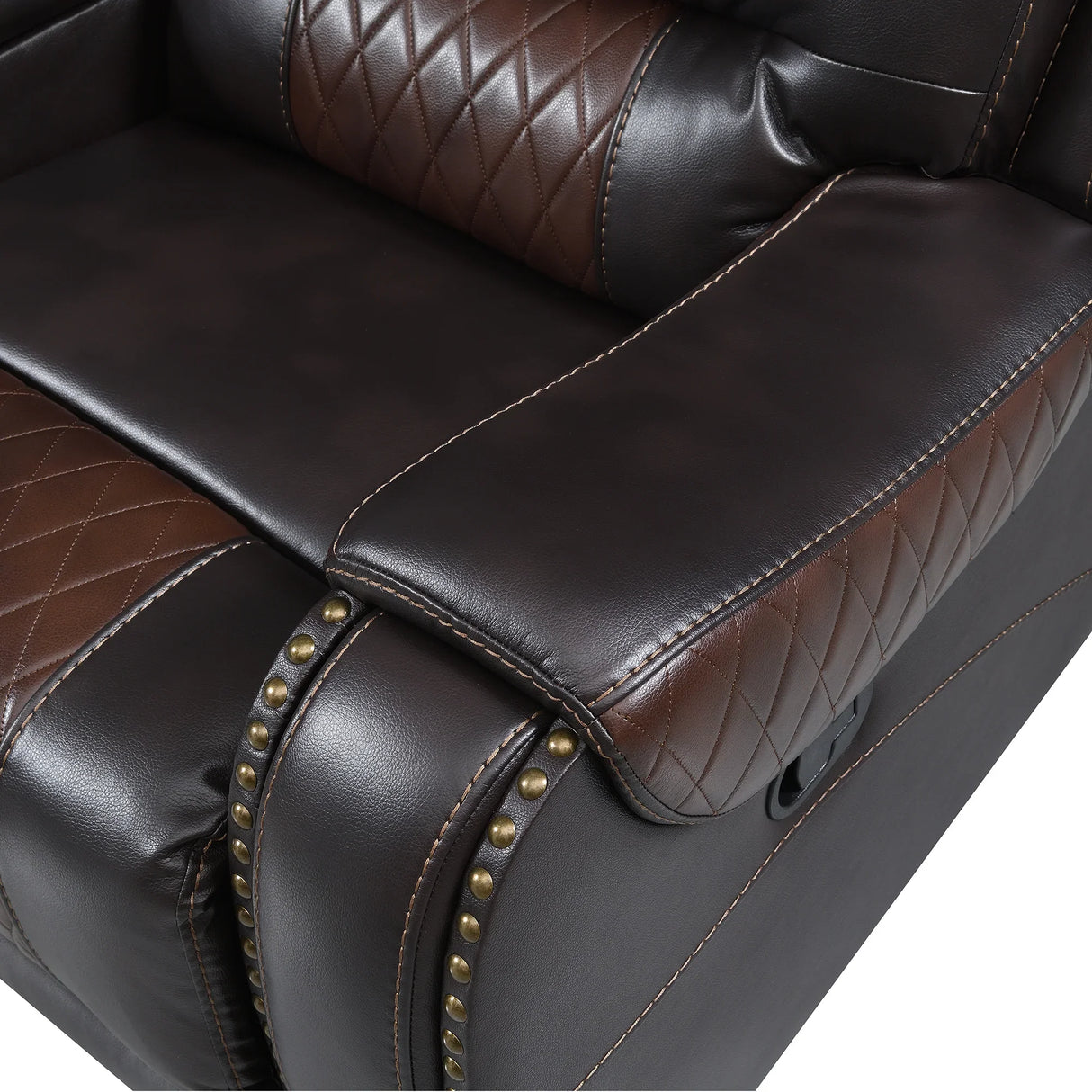 Sectional Sofa with Manual Recline LED Lights Black Brown - Furniture Home Direct