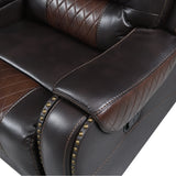 Sectional Sofa with Manual Recline LED Lights Black Brown - Furniture Home Direct