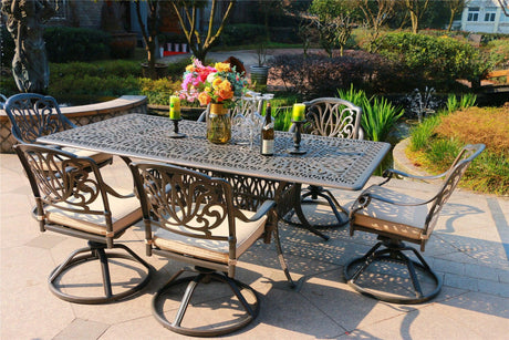 Rectangular Long Dining Set With Sunbrella Cushions - Furniture Home Direct