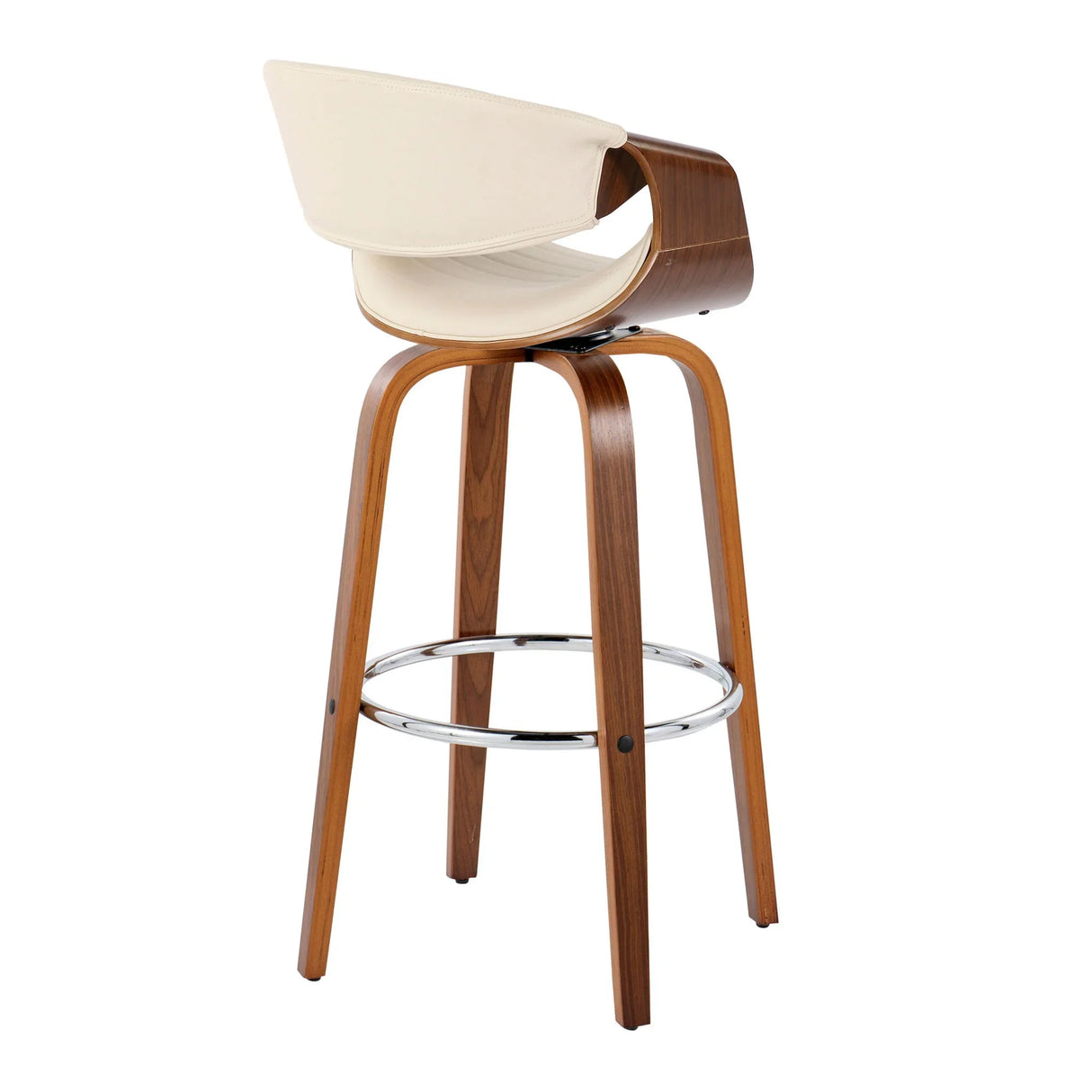 Symphony - Mid Century Modern Fixed Height Barstool With Swivel With Round Footrest (Set of 2) - Furniture Home Direct