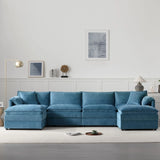 Modular Sectional With Deep And Wide Seat, Cloud Couch Set With Double Cushions Sofa With Movable Ottoman - Furniture Home Direct