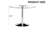 Dining Table Round Glass Top With Chrome Pedestal Silver - Furniture Home Direct