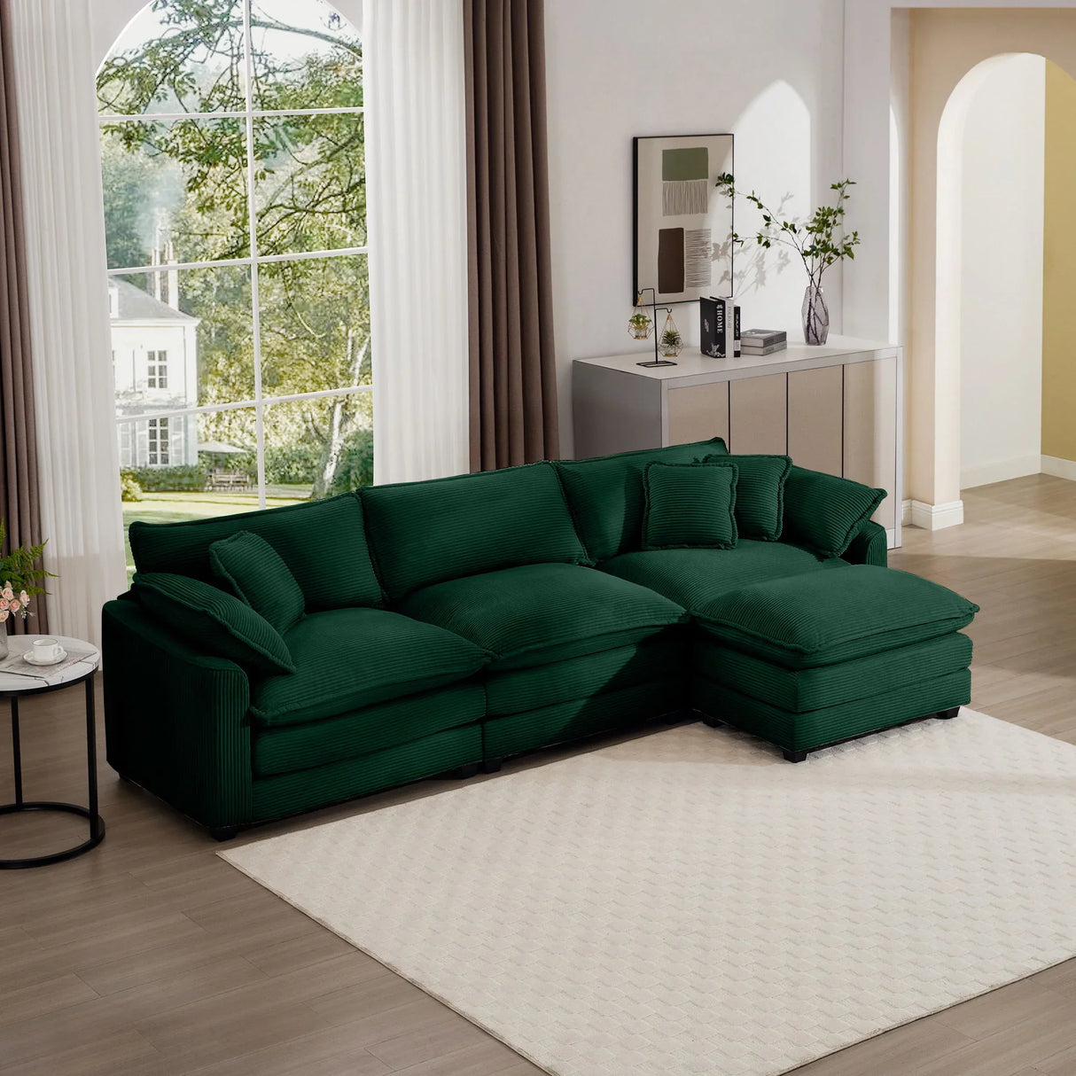 Modern Oversized Modular Cushion Sofa With Ottoman, Low Back, Deep Seating Sofa Set - Furniture Home Direct