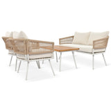 4-Piece Boho Patio Set - Beige - Furniture Home Direct