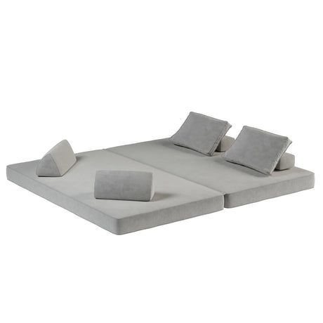 Multifunctional Convertible Sofa Bed With 2 Tumbler Backrests And 2 Pillows, Deep Seat Couch - Furniture Home Direct