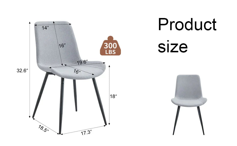 Dining Chair Set Modern Light Upholstered Fabric Chairs Gray - Furniture Home Direct