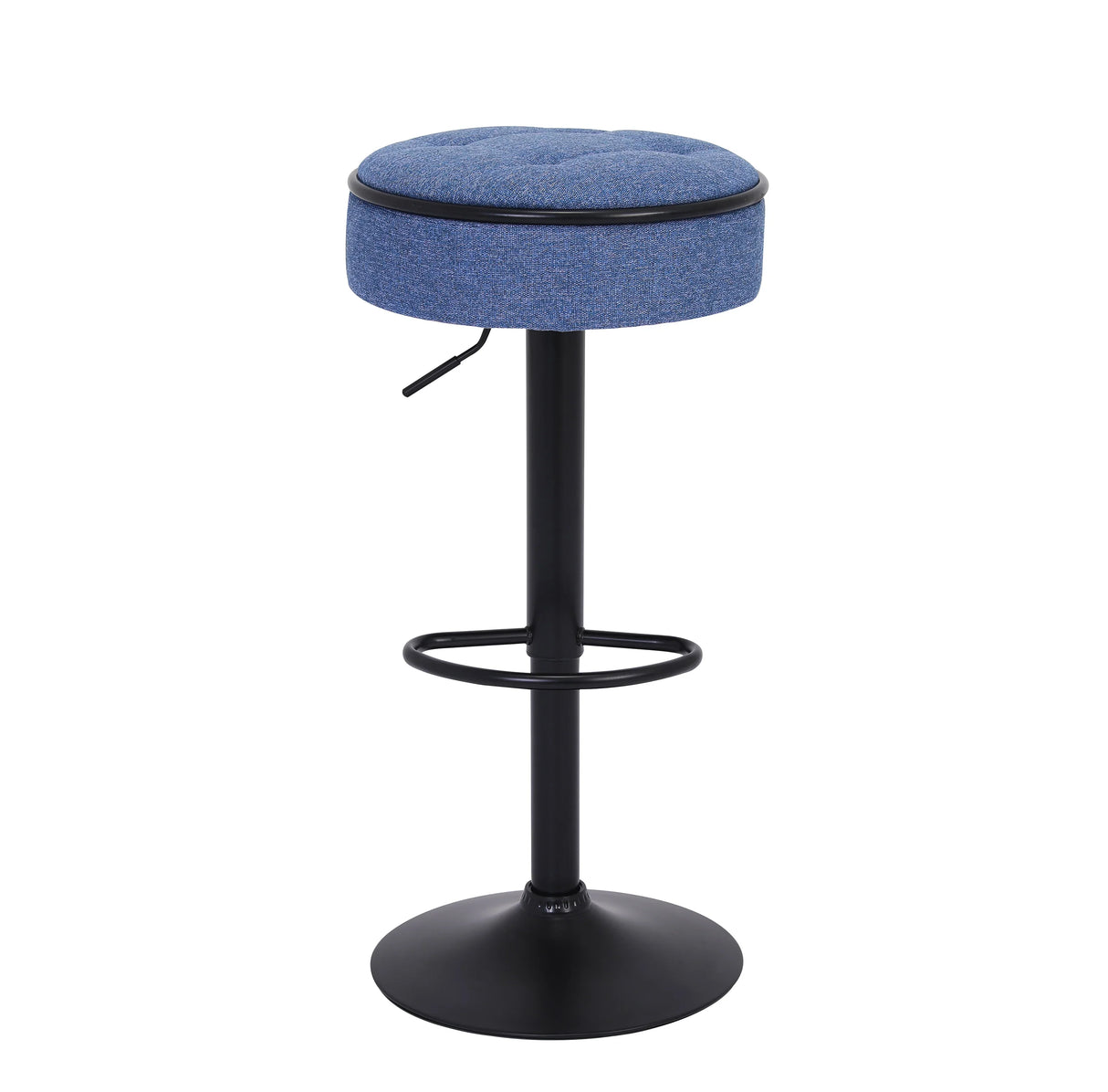 Counter Stool Set Round Upholstered Bar Stools Kitchen Blue - Furniture Home Direct