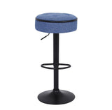 Counter Stool Set Round Upholstered Bar Stools Kitchen Blue - Furniture Home Direct