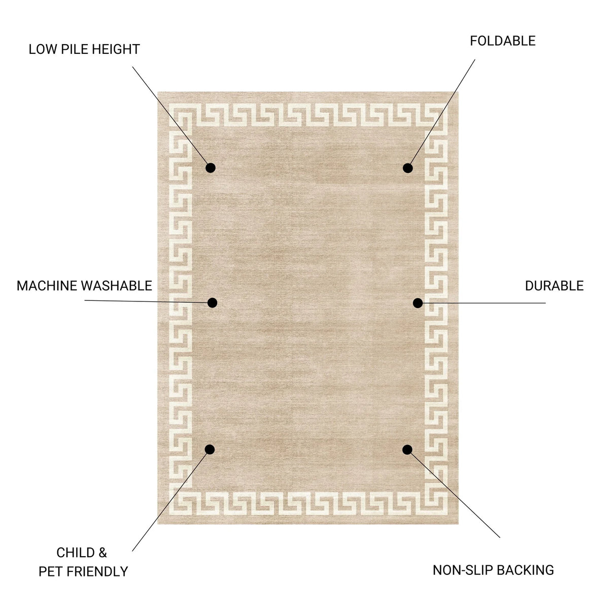 Toucan - Washable Non - Slip Area Rug - Beige - Furniture Home Direct