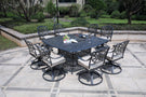 Square 8 Person 64" Long Aluminum Dining Set With Cushions - Furniture Home Direct