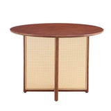 Dining Table Round Solid Wood Modern Rustic Style Walnut - Furniture Home Direct