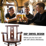 Rustic Tall Bistro Chair Decorative Star Backrest And Footrest, Fir Wood, 4 Foot - Brown - Furniture Home Direct