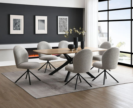 Lawton - 7 Pieces Dining Room Set - Natural / Black / Gray - Furniture Home Direct