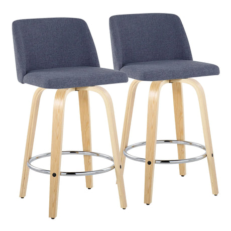 Toriano - Contemporary Fixed-Height Counter Stool With Swivel And Round Footrest (Set of 2) - Furniture Home Direct
