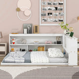 Floor Bed With L-Shaped Bookcases, Sliding Doors, Without Slats - Furniture Home Direct