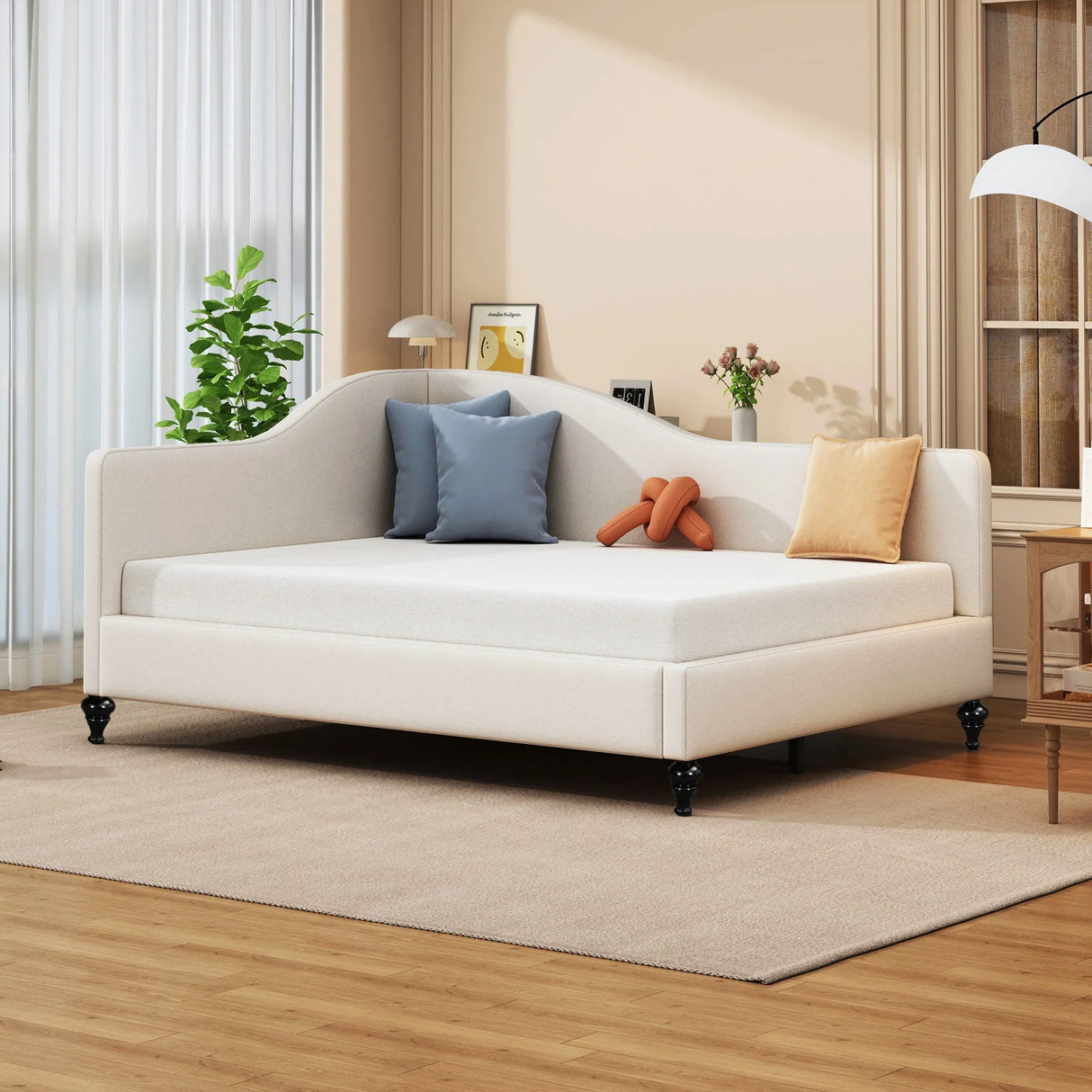 Modern L Shaped Linen Daybed With Legs - Furniture Home Direct
