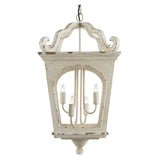 4 Light Wood Chandelier, Hanging Light Fixture With Adjustable Chain For Kitchen, Bulb Not Included - Cream White - Furniture Home Direct