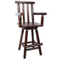 Rustic Bar Stool, Fir Wood Construction, Wide Armrest - Furniture Home Direct