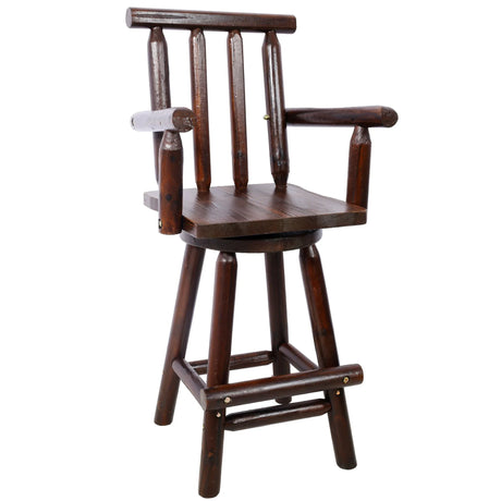 Rustic Bar Stool, Fir Wood Construction, Wide Armrest - Furniture Home Direct