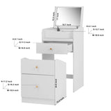 Vanity Desk With Mirror Small Compact Modern Style White - Furniture Home Direct
