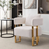 Modern Decorative Chair Teddy Fleece Upholstered And Metal Foot - Furniture Home Direct
