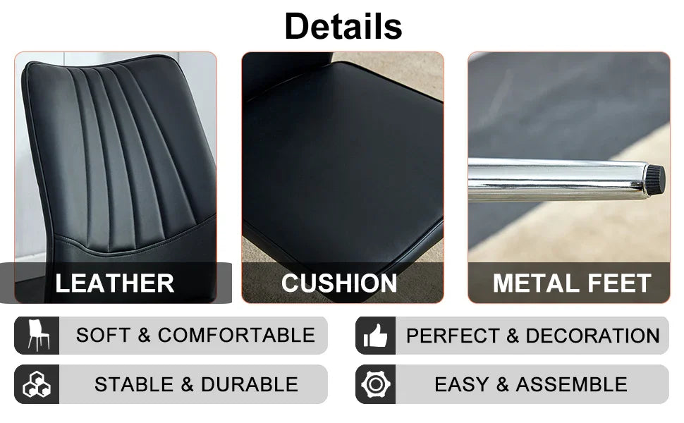 Dining Chairs with PU Upholstery and Metal Legs Black - Furniture Home Direct