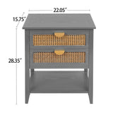 2 Drawer Side Table, Natural Rattan - Furniture Home Direct