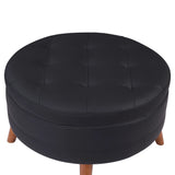 107 Inch Black Sectional With Round Storage Ottoman - Furniture Home Direct