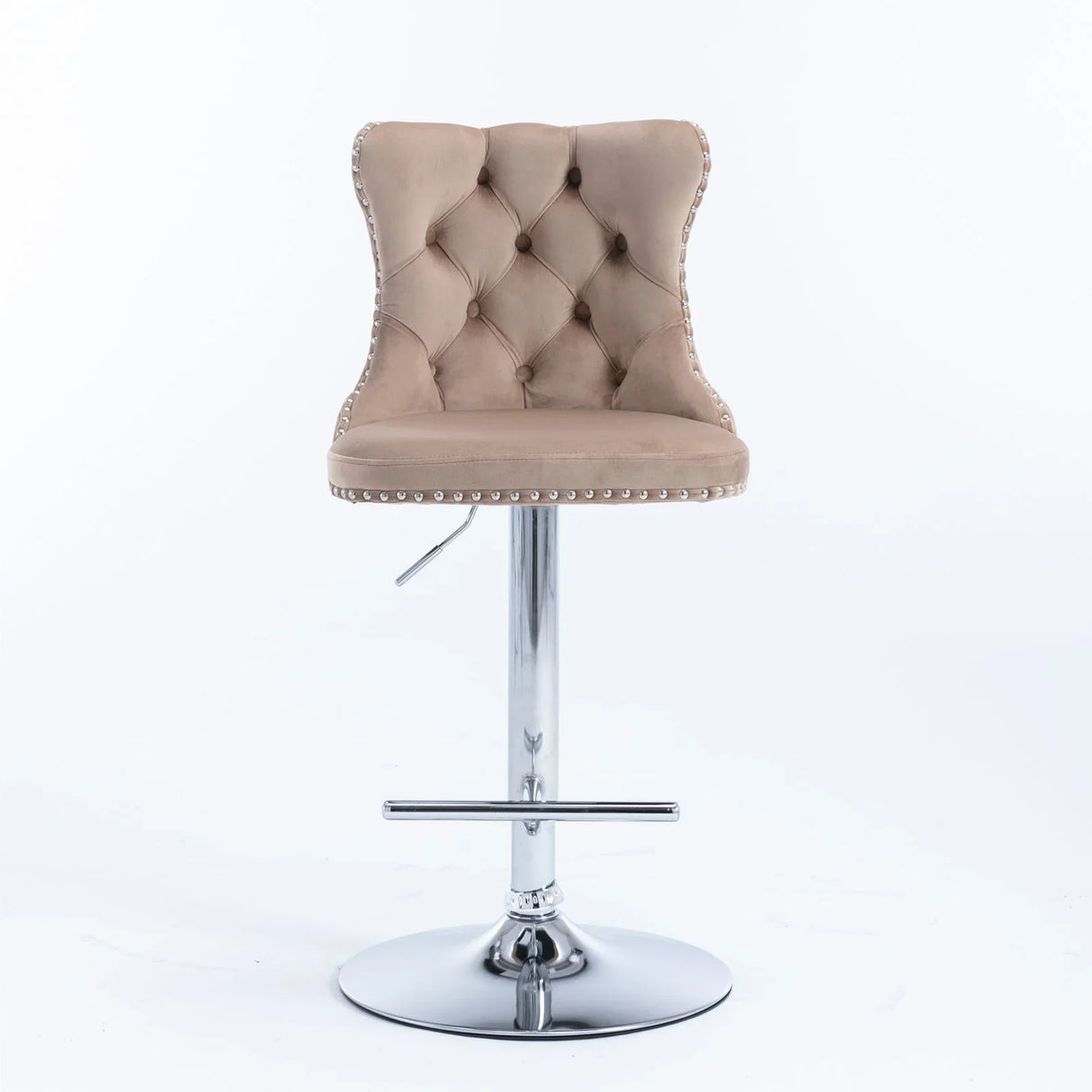 Swivel Velvet Barstools Adjusatble Seat Height From 25-33", Modern Upholstered Chrome Base Bar Stools With Backs Comfortable Tufted For Home Pub And Kitchen Island (Set of 2) - Furniture Home Direct
