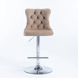 Swivel Velvet Barstools Adjusatble Seat Height From 25-33", Modern Upholstered Chrome Base Bar Stools With Backs Comfortable Tufted For Home Pub And Kitchen Island (Set of 2) - Furniture Home Direct