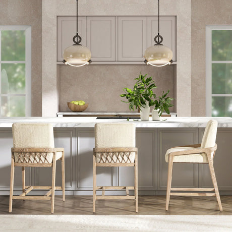 Arizona - Solid Ash Upholstered Counter Stool With Rope Detail - Creme De La Creme White - Furniture Home Direct