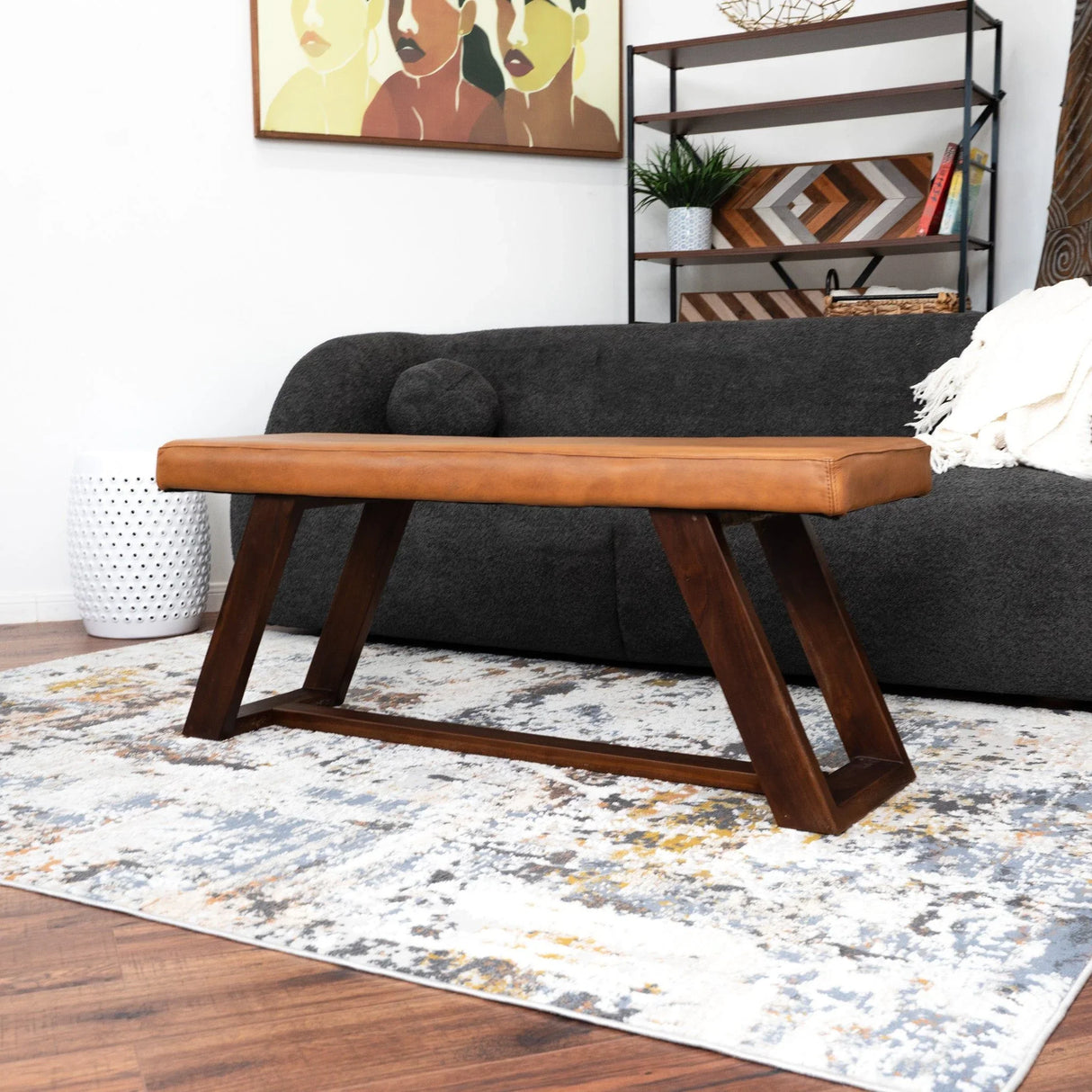 Marley - Genuine Leather Bench - Furniture Home Direct