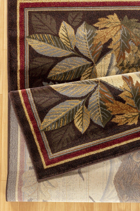 Nature's Nest - 5'3" X 7'3" Lodge Area Rug - Multi, Brown - Furniture Home Direct