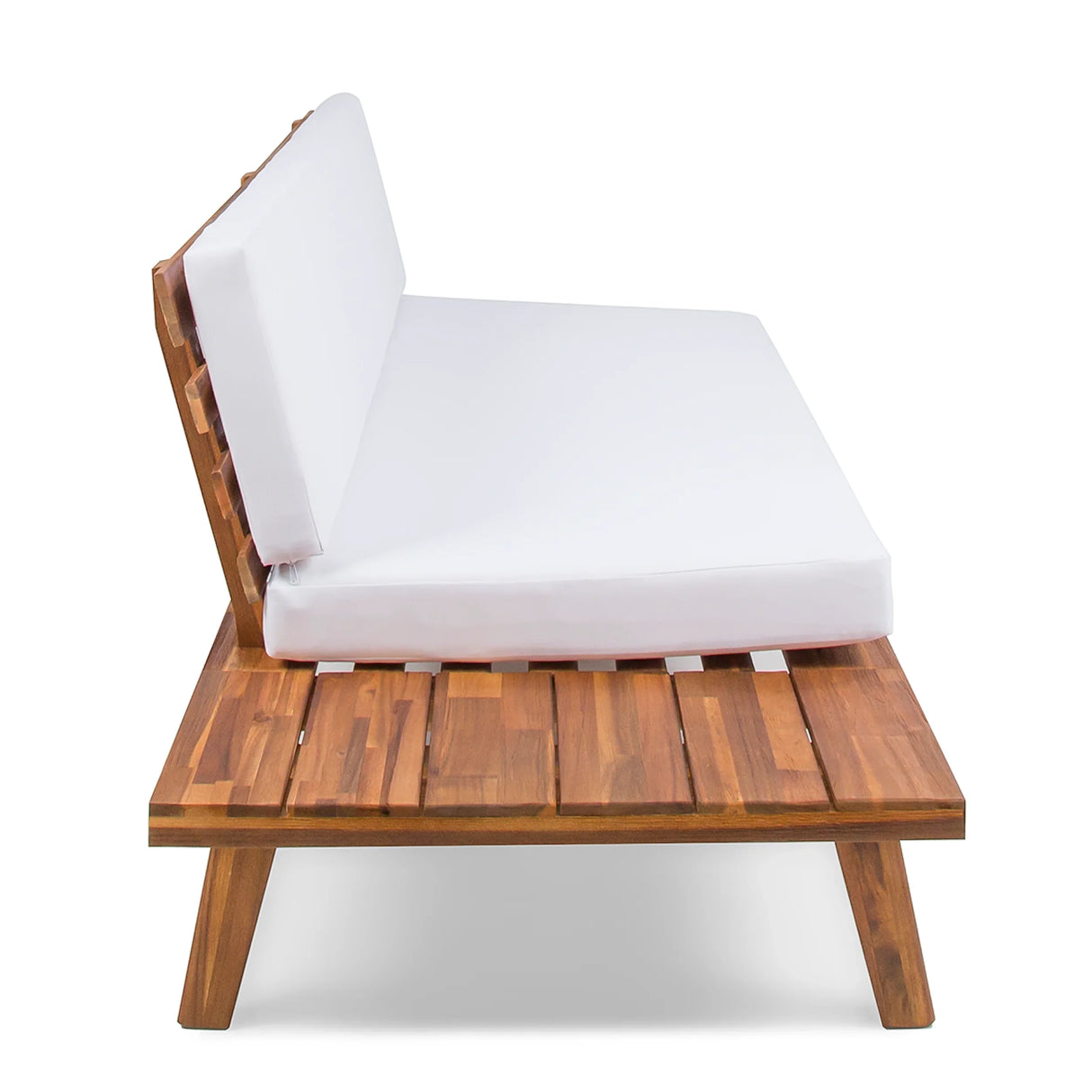 2 Seater Sofa with Water Resistant Cushions in Acacia Wood - White - Furniture Home Direct
