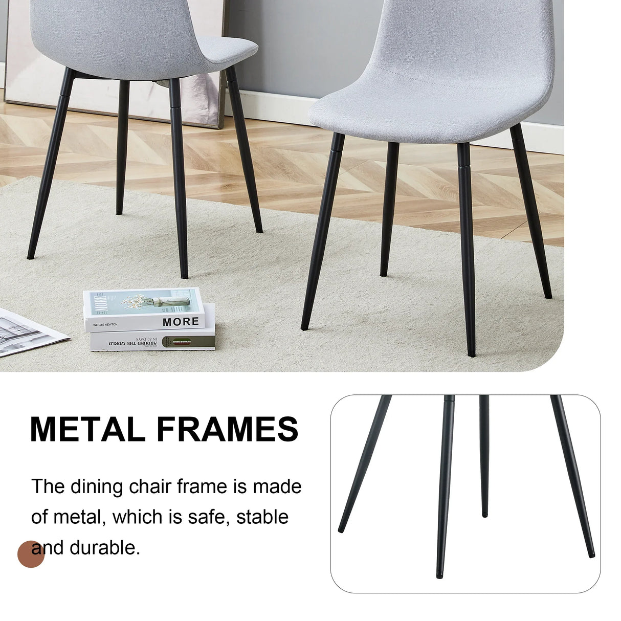 Dining Chairs Set Linen Cotton Upholstery Light Gray - Furniture Home Direct