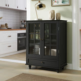 Minimalist Buffet Cabinet With Double Glass Doors And Drawer - Furniture Home Direct