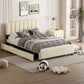 Upholstered Platform Bed With 2 Drawers And 1 Trundle, Classic Strip Headboard Design - Furniture Home Direct