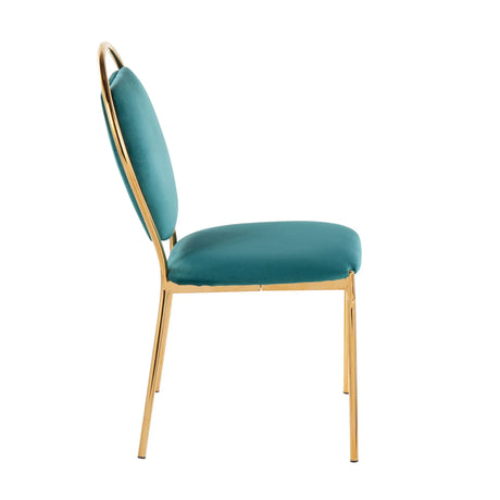 Keyhole - Contemporay / Glam Dining Chair (Set of 2) - Gold / Green - Furniture Home Direct