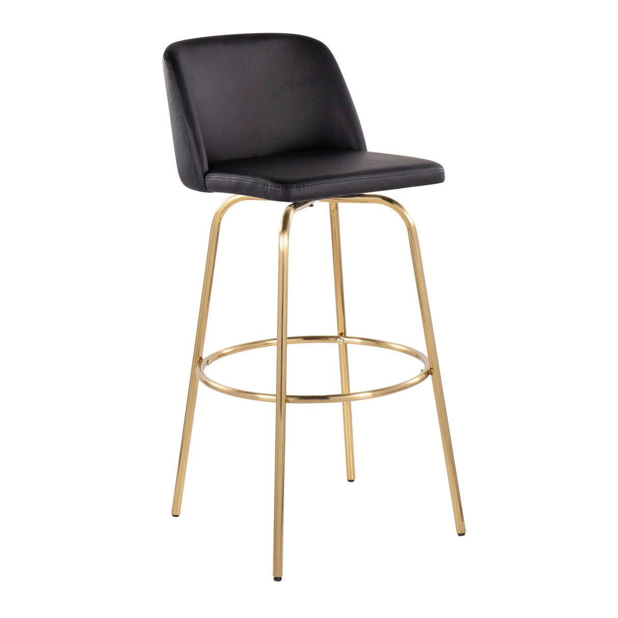 Toriano - Contemporary Fixed Height Barstool With Swivel And Round Footrest (Set of 2) - Furniture Home Direct