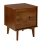 Mid-Century Modern 2 Drawer Solid Wood Nighstand With Cutout Handles - Furniture Home Direct