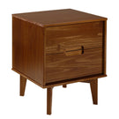 Mid-Century Modern 2 Drawer Solid Wood Nighstand With Cutout Handles - Furniture Home Direct