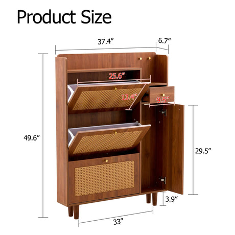 The Modern Minimalist Shoe Cabinet, Suitable For A Variety Of Styles Including Nordic, Japanese, And Industrial - Walnut - Furniture Home Direct