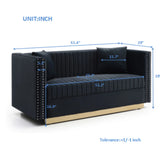 Contemporary Vertical Channel Tufted Sofa Loveseat Modern Upholstered Couch For Living Room With 2 Pillows - Furniture Home Direct