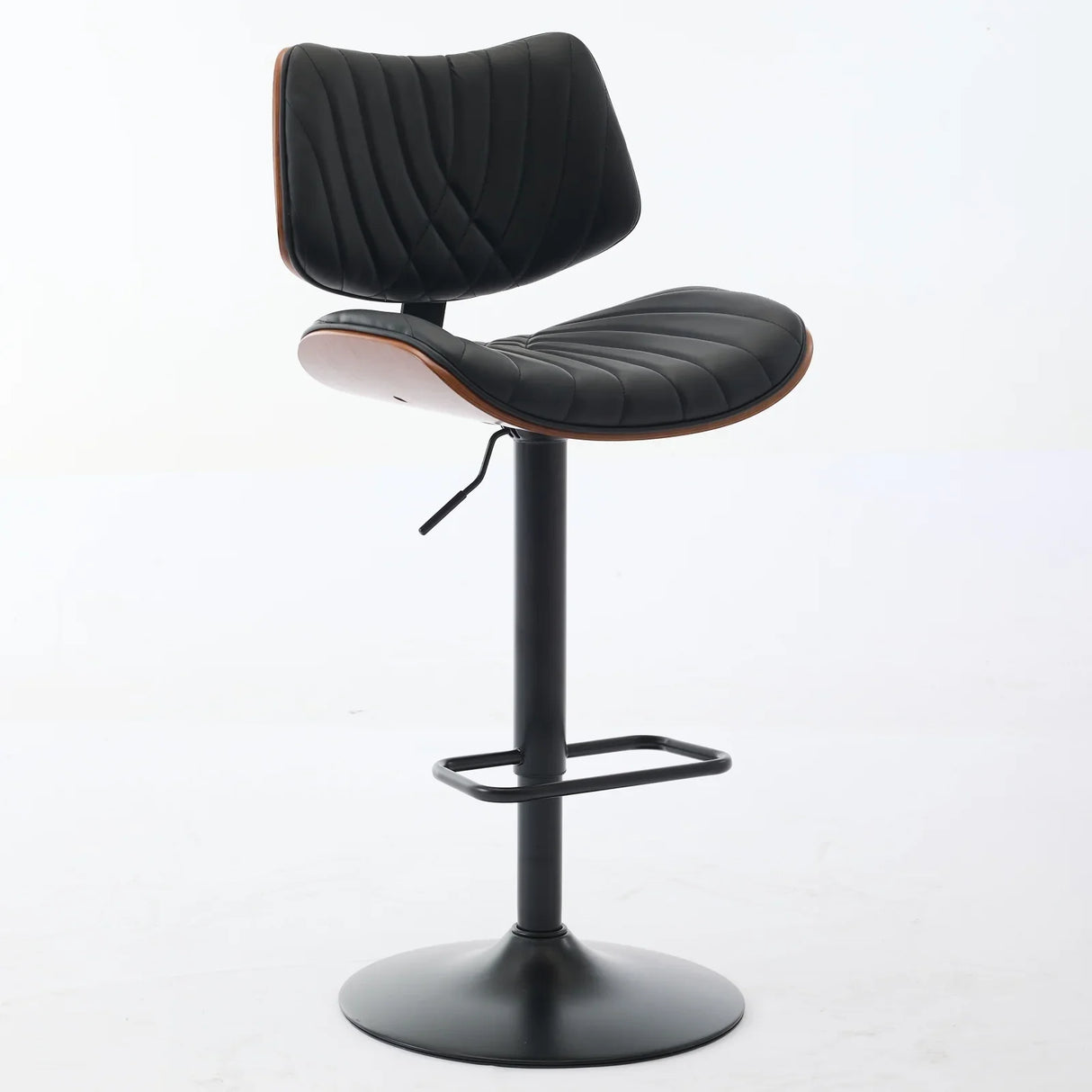 Counter Stool Adjustable PU Leather Upholstered Black - Furniture Home Direct