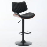 Counter Stool Adjustable PU Leather Upholstered Black - Furniture Home Direct