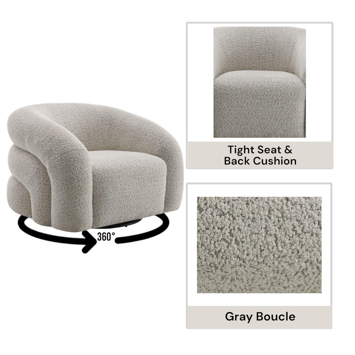 Irma - Chair With Swivel - Gray - Furniture Home Direct