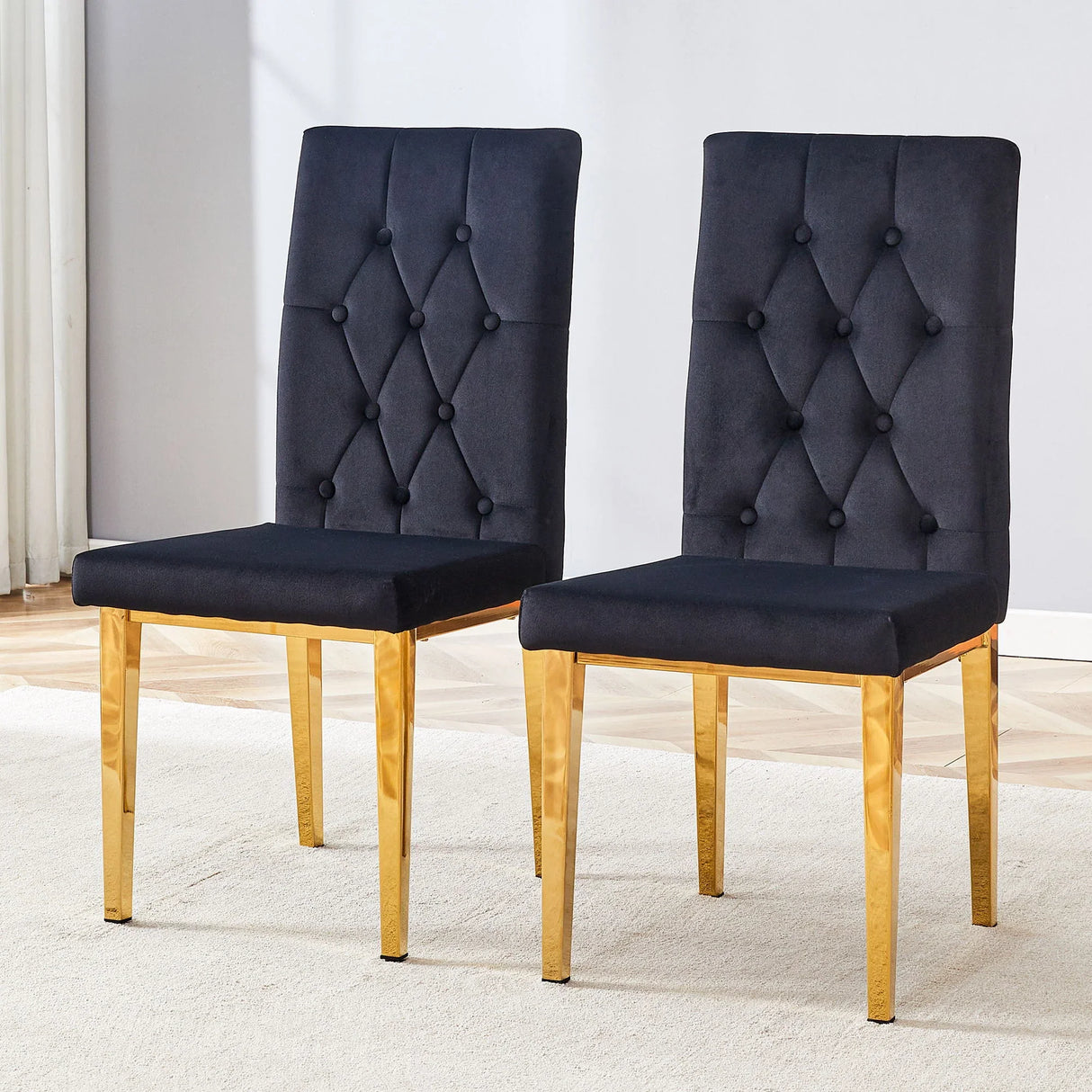 Vintage Style Armless Dining Chairs Set With Grid And Buckle Design - Furniture Home Direct