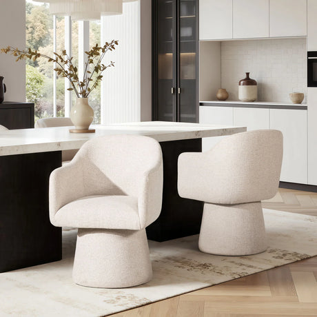 Marcy - Swivel Upholstered Dining Arm Chair - Simple Gray - Furniture Home Direct
