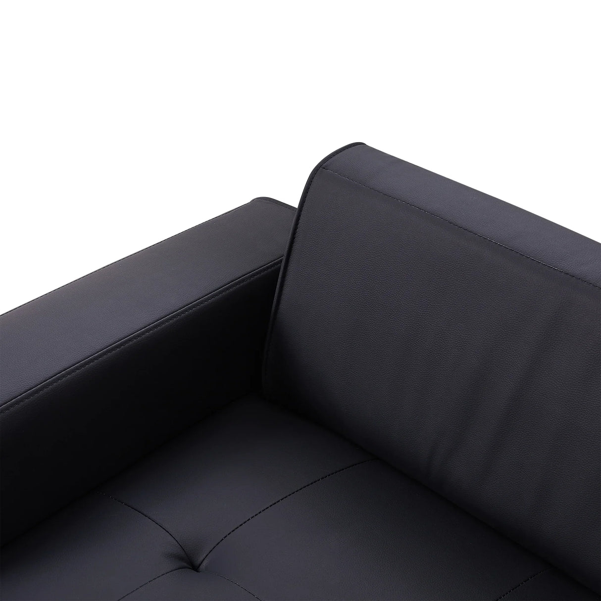 107 Inch Black Sectional With Round Storage Ottoman - Furniture Home Direct